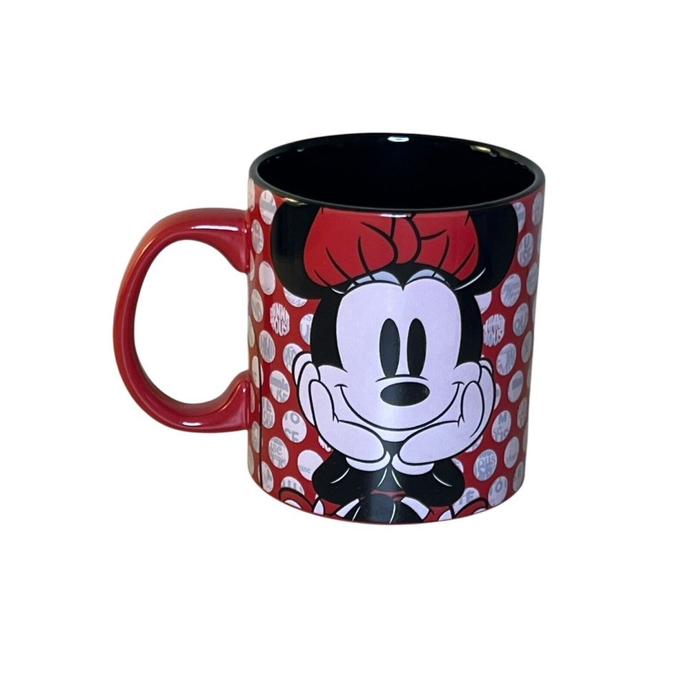 Disney Minnie Mouse 20 oz Coffee Mug Ceramic Dishwasher Microwave Safe Red Black